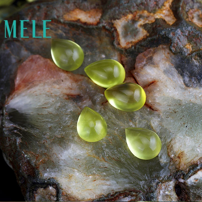 Натуральный Золотой Желтый prehnite 7x10 мм 2.4ct свободный камень Сделай Сам