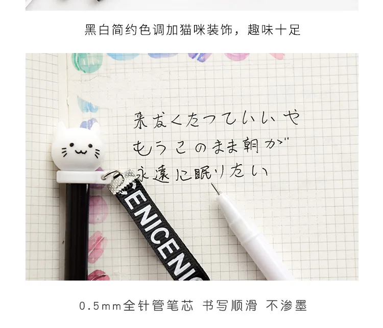 1 шт Kawaii canetas criativa шариковая ручка белая кошка узор школьные офисные канцелярские принадлежности черные чернила 0,5 мм ручка заправка