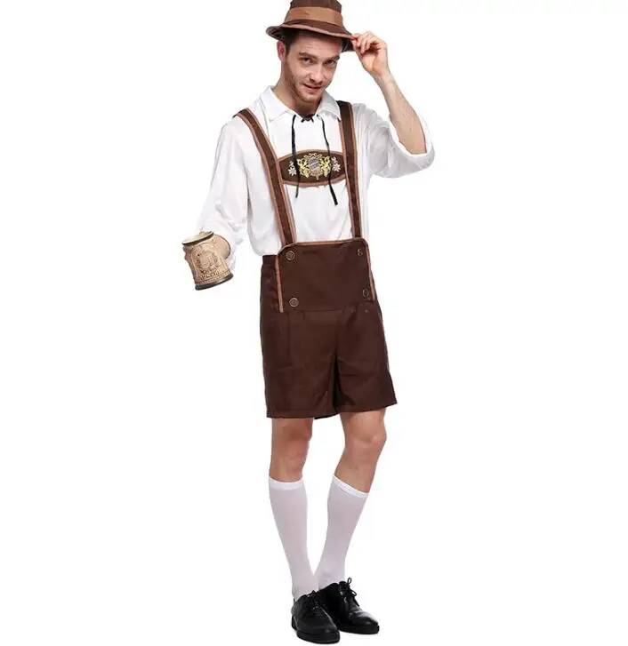 2017 Костюм Октоберфест для мужчин Lederhosen баварский пивной костюм немецкий