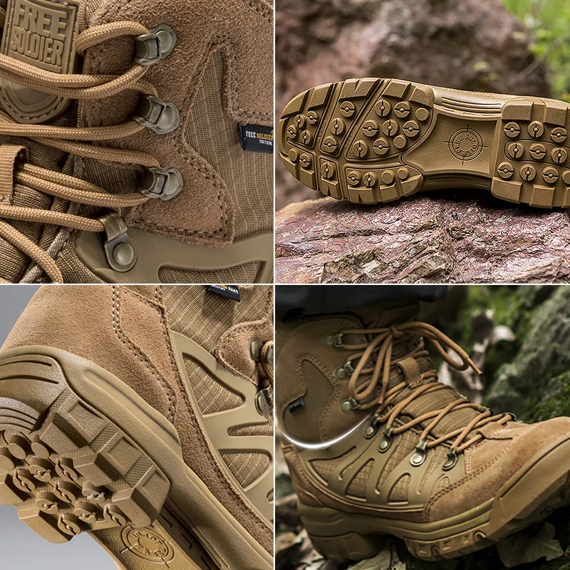 FREE SOLDIER Outdoor Sports Tactical Men Boots,Hiking Shoes For Mountain,Shoes For Camping,Climbing Imported Leather