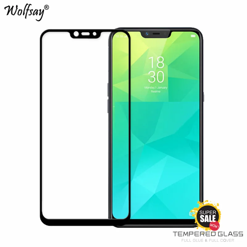 2 шт. полностью клеевое покрытие стекло для OPPO Realme защита экрана закаленное