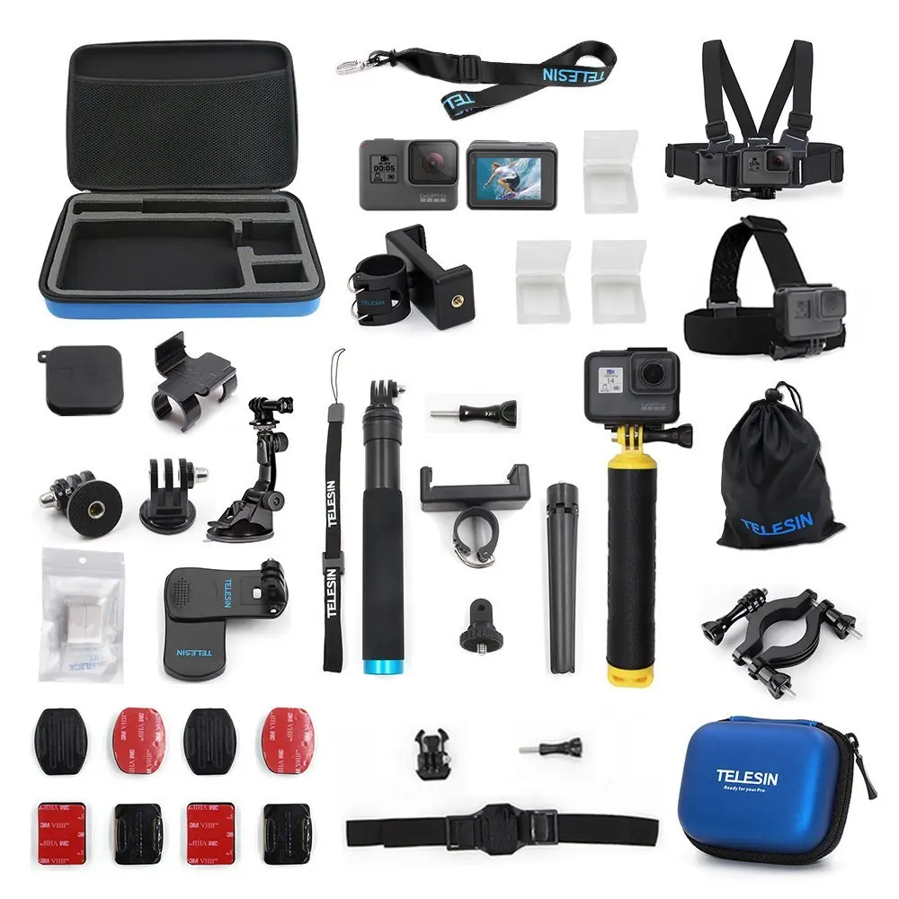 Аксессуары для TELESIN чехол 20 в 1 стартовый комплект GoPro Hero 6/5 7 черный экшн-камеры