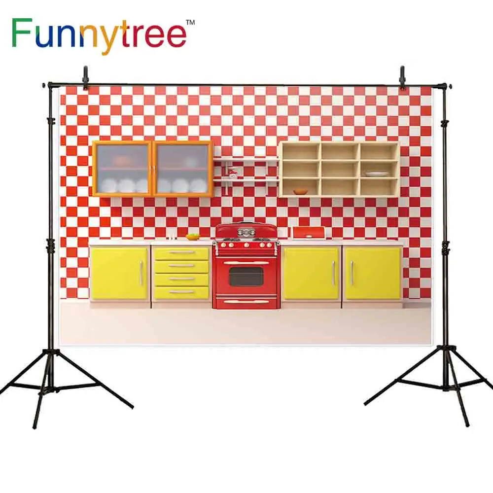 

Funnytree Kitchen Backdrop Cupboard Lattice Wallpaper Photo Studio Home Photography Photophone Photocall Background