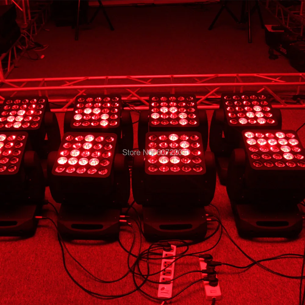 5x5 СВЕТОДИОДНЫЙ матричный светильник с подвижной головкой RGBW 25*12W DMX сценический светильник
