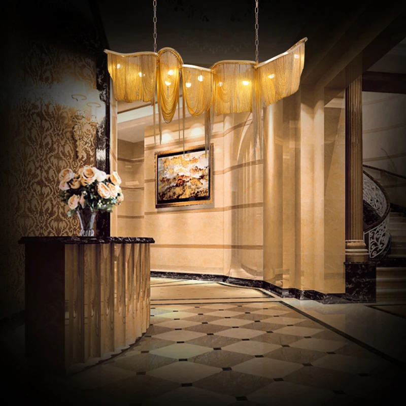 Большой роскошный современный металлический подвесной светодиодный светильник