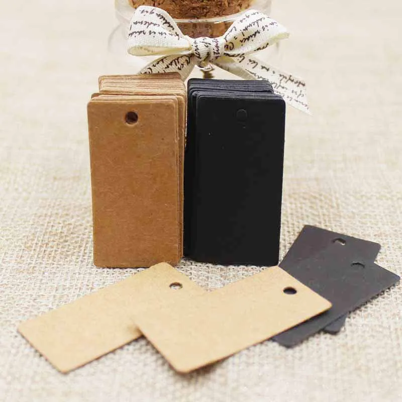 4*2 см картонные Пустые Подарочные ярлыки черный/крафт retangular