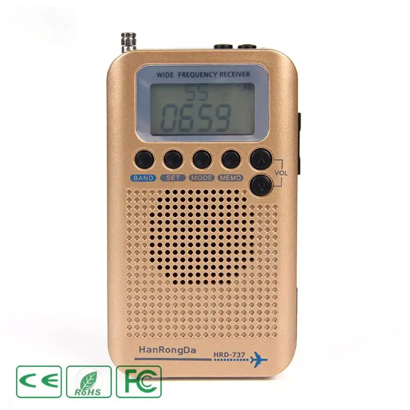 HRD-737 Digital LCD Display Full Band Radio Portable FM/AM/SW/CB/Air/VHF World Band Stereo Receiver Radio with Alarm Clock