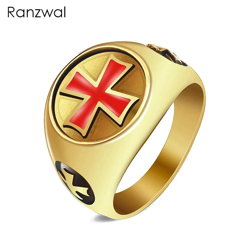

Ranzwal крест из нержавеющей стали 316L, кольца для мужчин, женщин, мужчин, рыцаря панк, крест тамплиеров, кольцо, ювелирные изделия, размер США 7 ~ 14