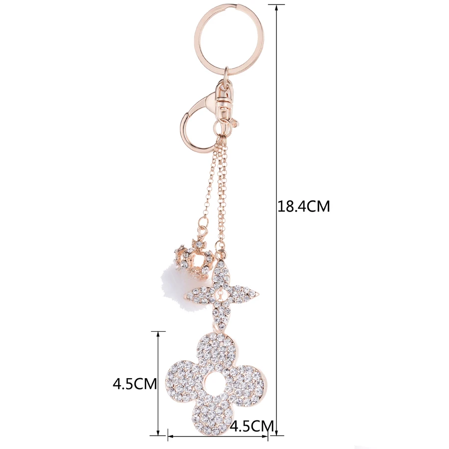 Креативный Хрустальный цветок клевера брелок в форме короны держатель для сумки
