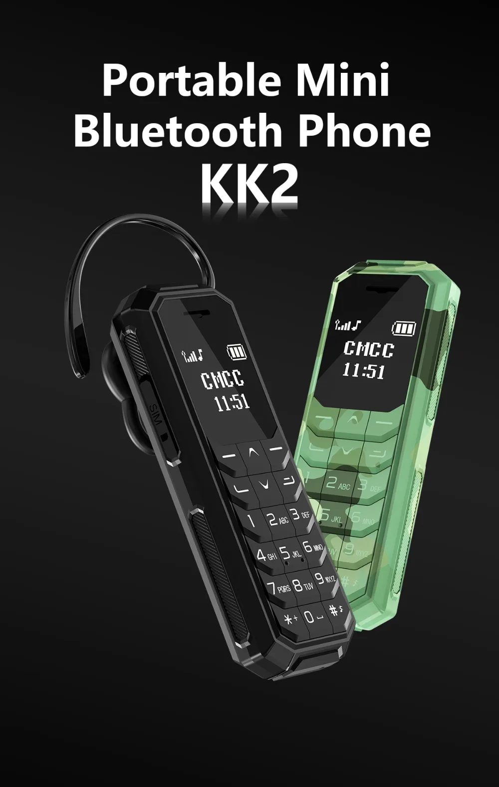 AEKU KK2 беспроводные Bluetooth наушники мини детские сотовые телефоны Громкая связь Bluetooth номеронаборник волшебный голос GSM SIM детский мобильный телефон