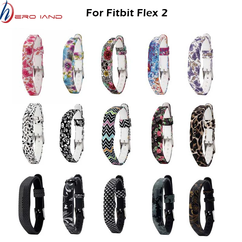 

Silicone Classic Wrist Band Watch Strap for Fitbit Flex 2 Watchbands Bracelet High Quality Adjustable Floral Prints watch band