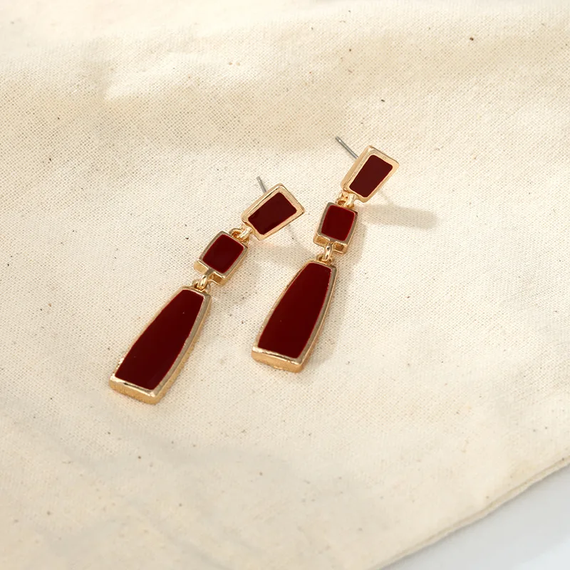 Корейские трендовые трапециевидные серьги длинные массивные Модные ювелирные