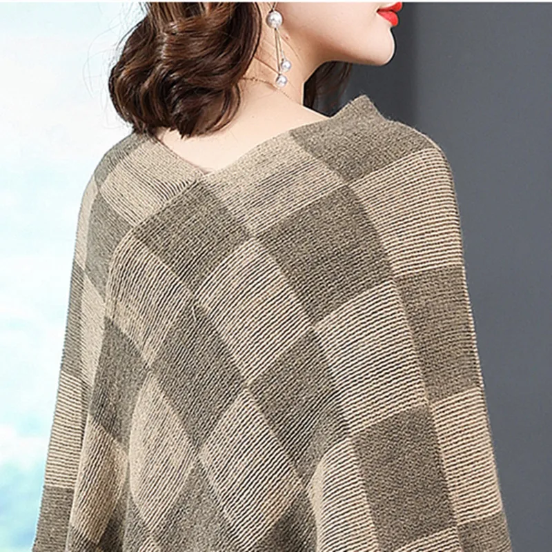 New Fashion Spring Women Red Scarf Shawl Poncho Knitted Pullover Batwing Square Tassel Sweater Sleeve And Capes | Женская одежда