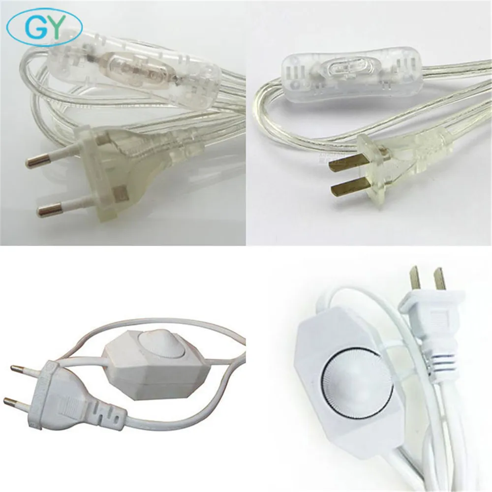 

Clear white 1.8m switch dimmer cable with plug 304 switch wire power cable with EU US plug Modulator line power wire switch lamp