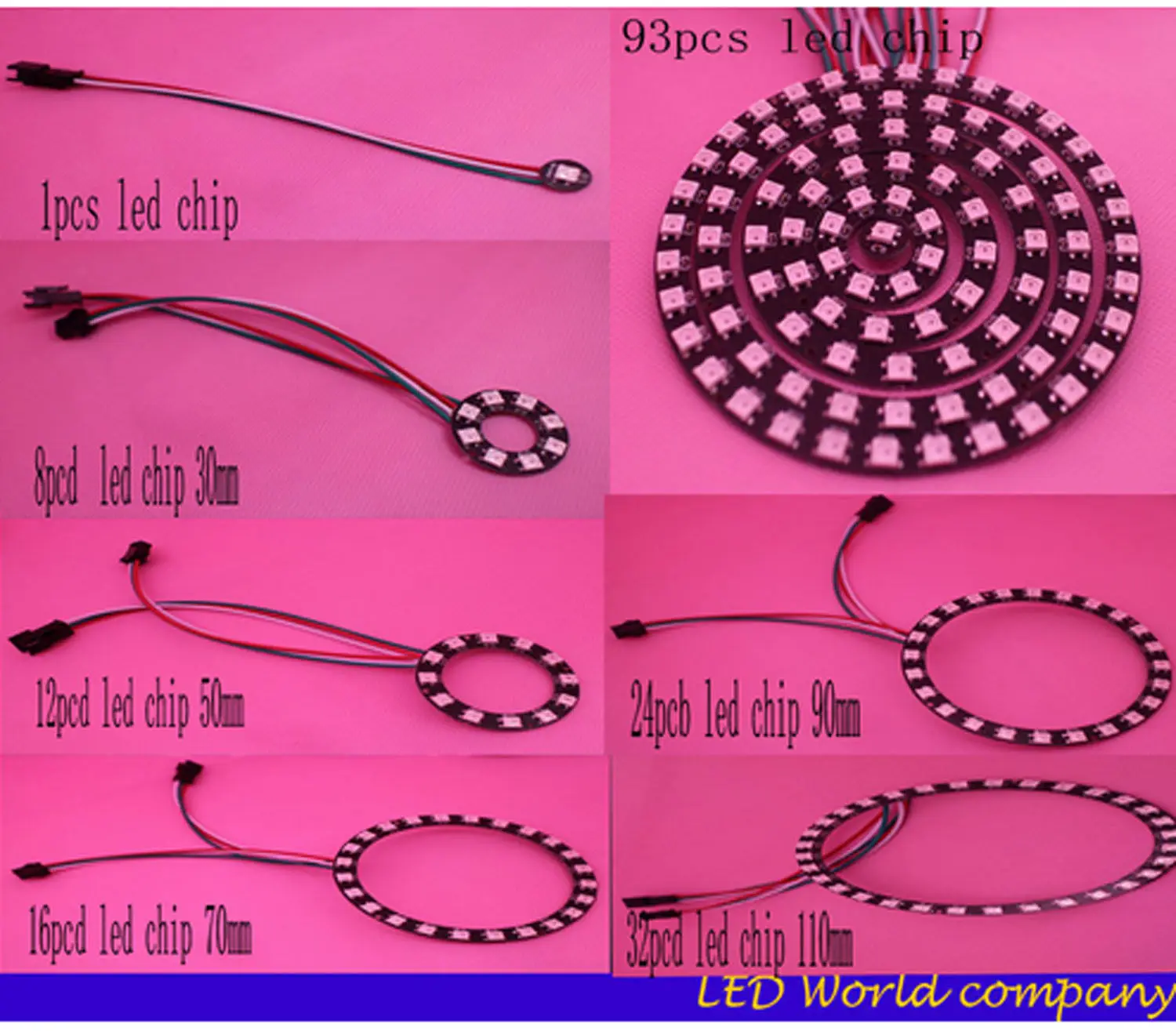 WS2812B pixel Ring 1 8 12 16 24 32 40 48 60 93 241 светодиоды WS2812 SK6812 5050 RGB LED WS2811 ic встроенный DC5V | Лампы