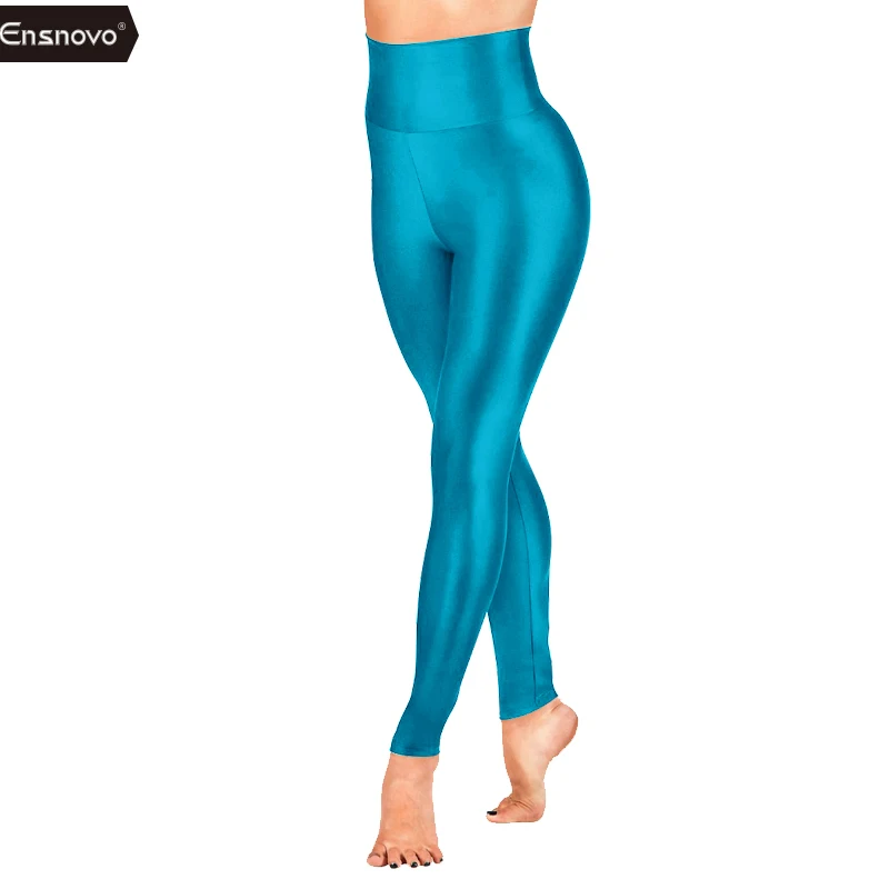 Blue Ensnovo женские спандекс нейлон Footless одноцветное Высокая талия тренировки Jogger пот Леггинсы для женщин балетные костюмы танец пот эластичн - Цвет: Blue