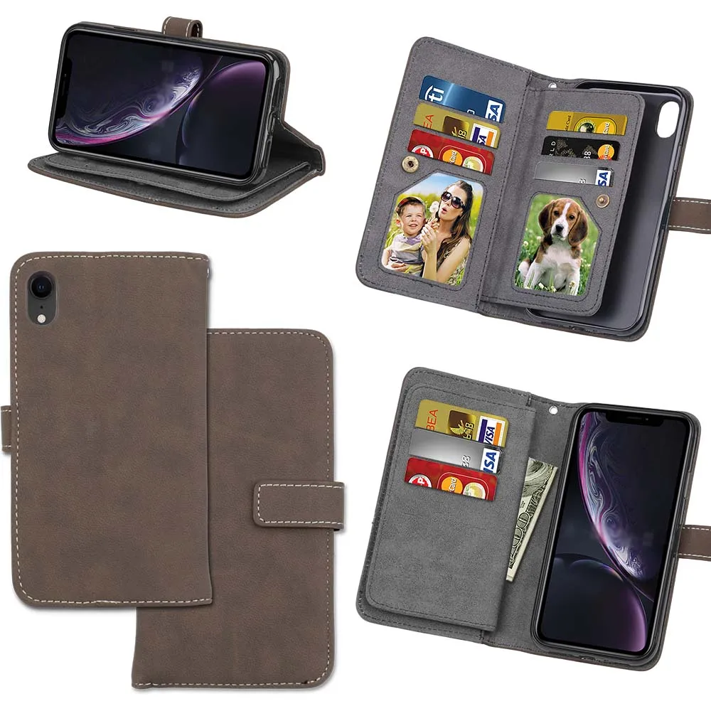 Capa Fundas для iphone XR XS Max 6 6 Plus 6s держатель чехол для iphone 7 8 plus XR XS кожаный чехол для телефона 9 слотов для карт