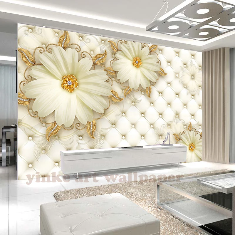 Пользовательские фото обои 3D кожаные цветы роспись рельефы фон простая Мода