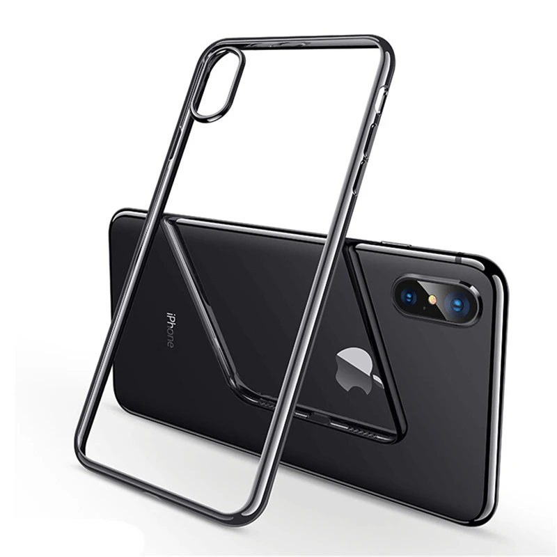 ELETEI Прозрачный чехол для iPhone X XR XS 6 S 7 8 Plus Мягкий ТПУ противоударный блестящий с