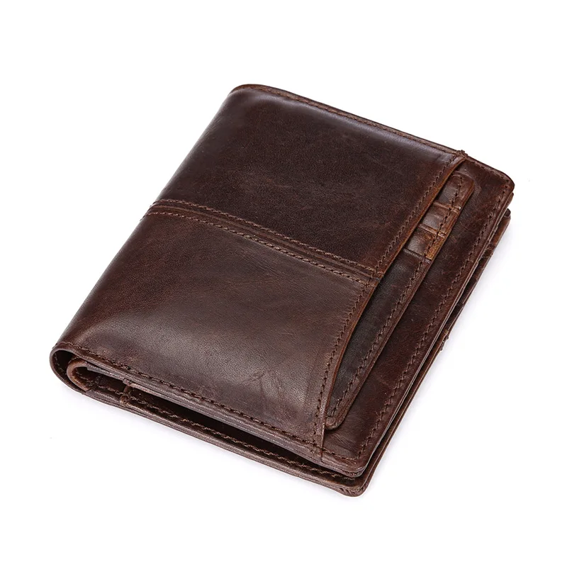 Мужской кожаный кошелек AETOO винтажный в ретро стиле с воском|mens vintage wallet|money