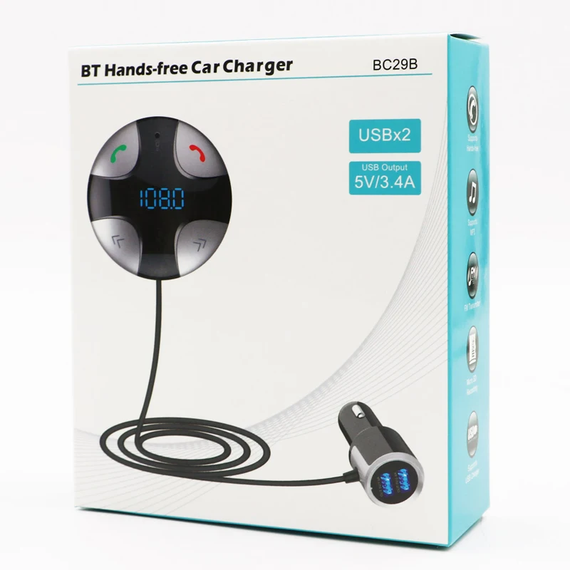 Bluetooth 4 2 автомобиля 5 V 3.4A Dual USB Зарядное устройство автомобильный аудио-музыки Mp3
