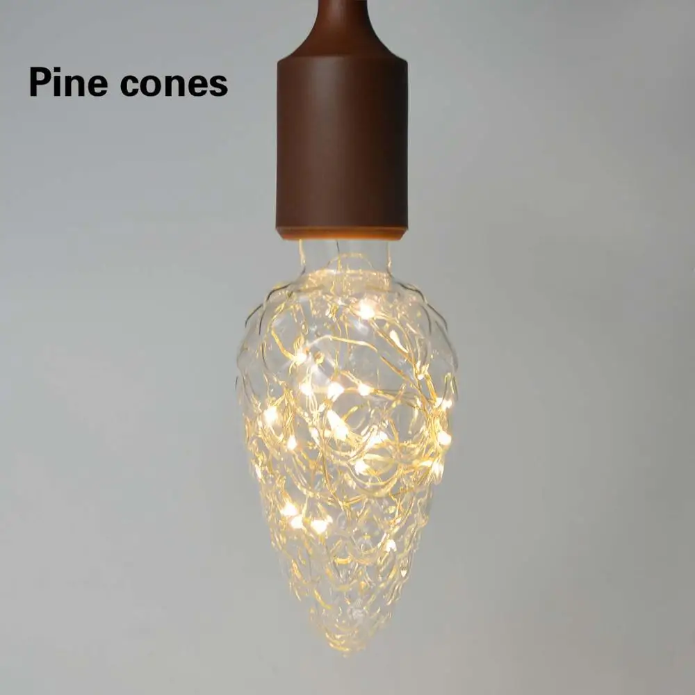 Pine Cones Винтажный светодиодный светильник Эдисона E27 85 V-265 V, Ретро лампа, светильник накаливания, медная проволока, светильник накаливания, лампада, Декор, праздничный светильник - Цвет: Pine Cones