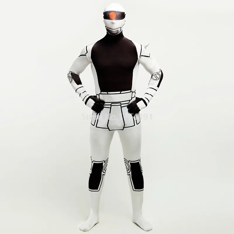 Новинка 2016 белый лайкровый цельный костюм зентай роботов на Хэллоуин для