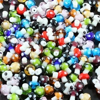 57pcslot mixed 6 9colors fashion mushroom shaped murano lampwork glass smooth loose beads holes beads fit jewelry making