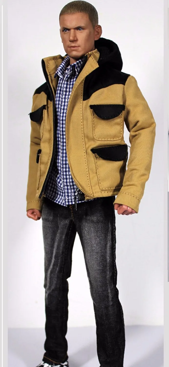 Мужской комплект одежды в масштабе 1/6 повседневный костюм куртка джинсы