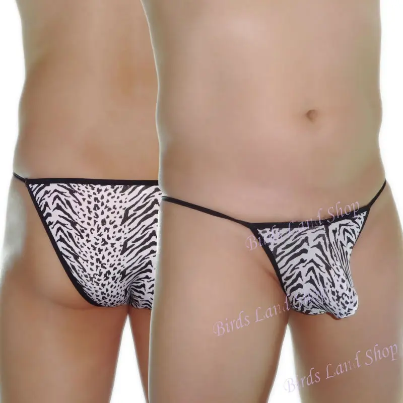 Мужское сексуальное нижнее белье бикини на бретельках с принтом зебры леопарда