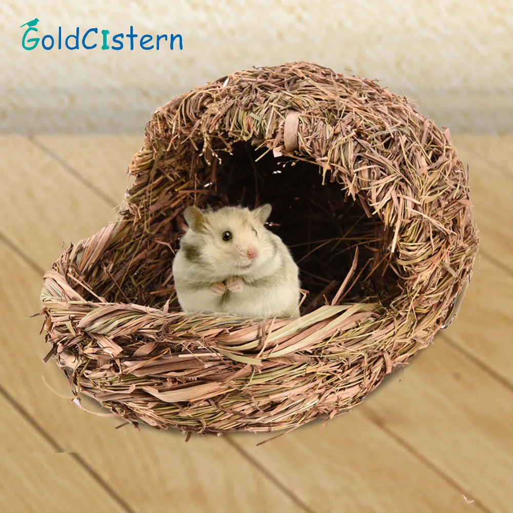 Симпатичные Тапочки ручной работы кровать хомяка гнездо из травы для Шиншилла