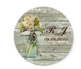 

1.5inch rustic country floral mason jar wedding thank you classic round sticker