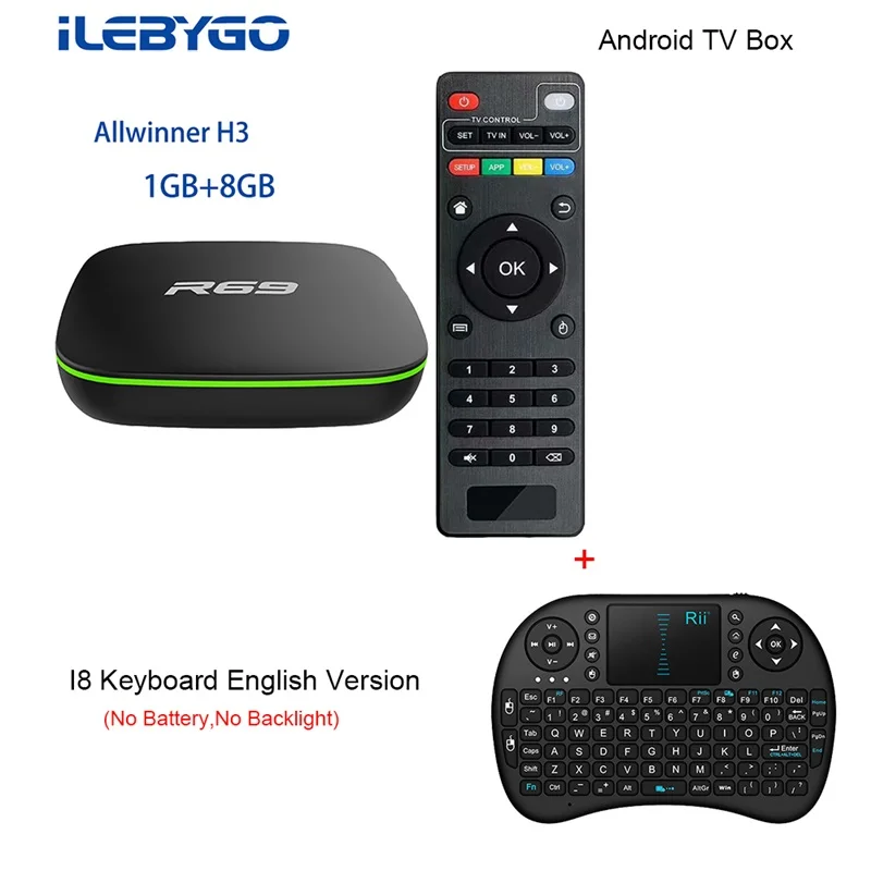 1GB 8GB-I8 ILebygo Smart ТВ коробка R69 Android 7,1 ТВ Box Allwinner H3 Quad-Core 2,4G Wi-Fi Декодер каналов кабельного телевидения 1080 P HD movie 1 GB 8 GB Media player - Цвет: 1GB 8GB-I8