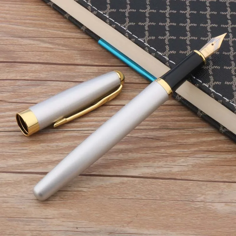 Студенческая Подарочная Серебряная Золотая перьевая ручка baoer 388 Medium Nib|Перьевые