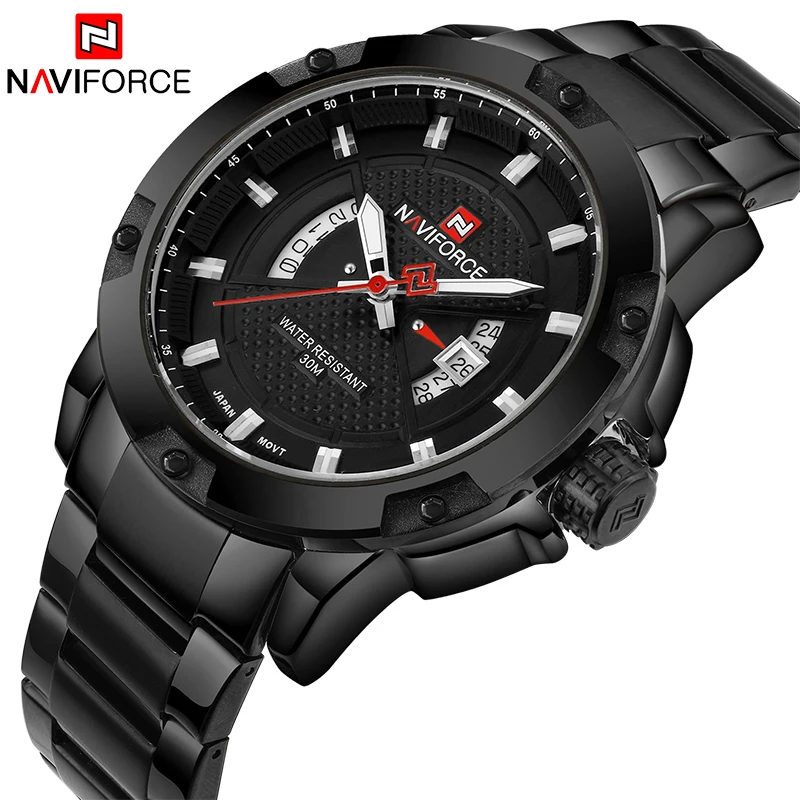 NAVIFORCE Топ люксовый бренд мужские спортивные часы мужские повседневные полностью Стальные наручные часы с датой Мужские кварцевые часы relogio masculino