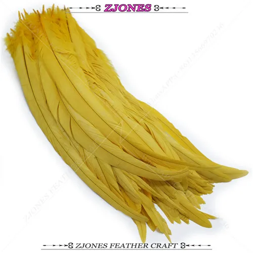 gold yellow Природный Петух Хвост перья Курица Перо для Art Design/платье/юбка/Карнавал Costtume деко 35- 40 cm/Lot 12 Цветов - Цвет: gold yellow