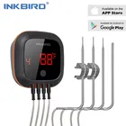Цифровая беспроводная Bluetooth-духовка Inkbird IBT-4XS для приготовления пищи, барбекю термометр для гриля, с двумячетырьмя зондами и USB аккумулятором