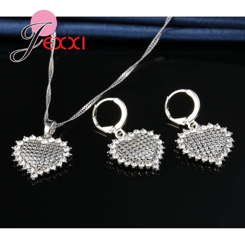 Комплект из колье и серёг серебра 925 пробы с фианитом|jewelry sets|bijoux setbijoux |