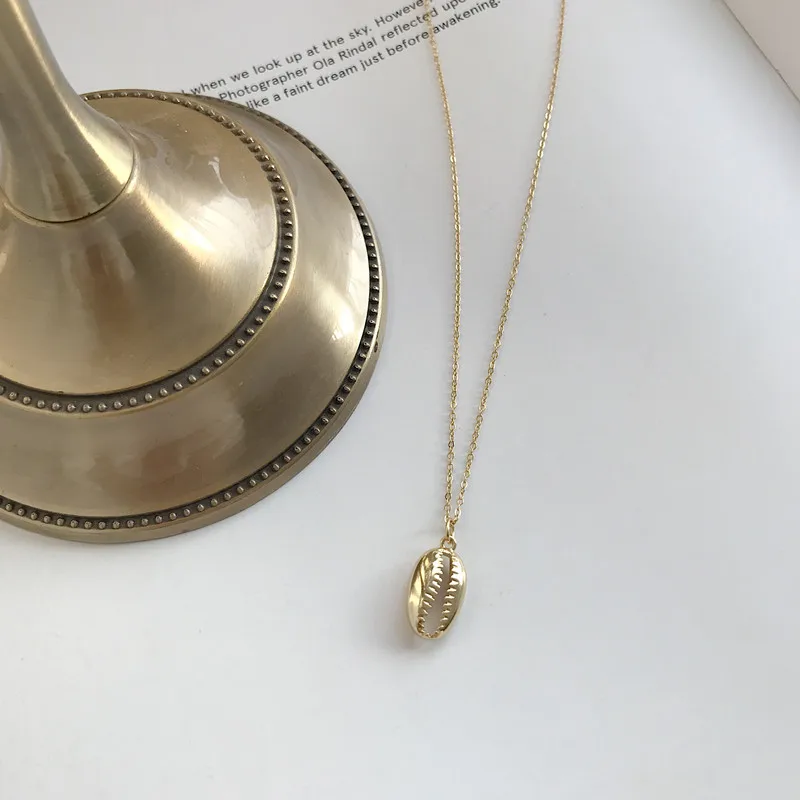 

exquisite 100% Authentic 925 Sterling silver Gold conch Pendant necklace Holiday Gift Fine Jewelry TLx365