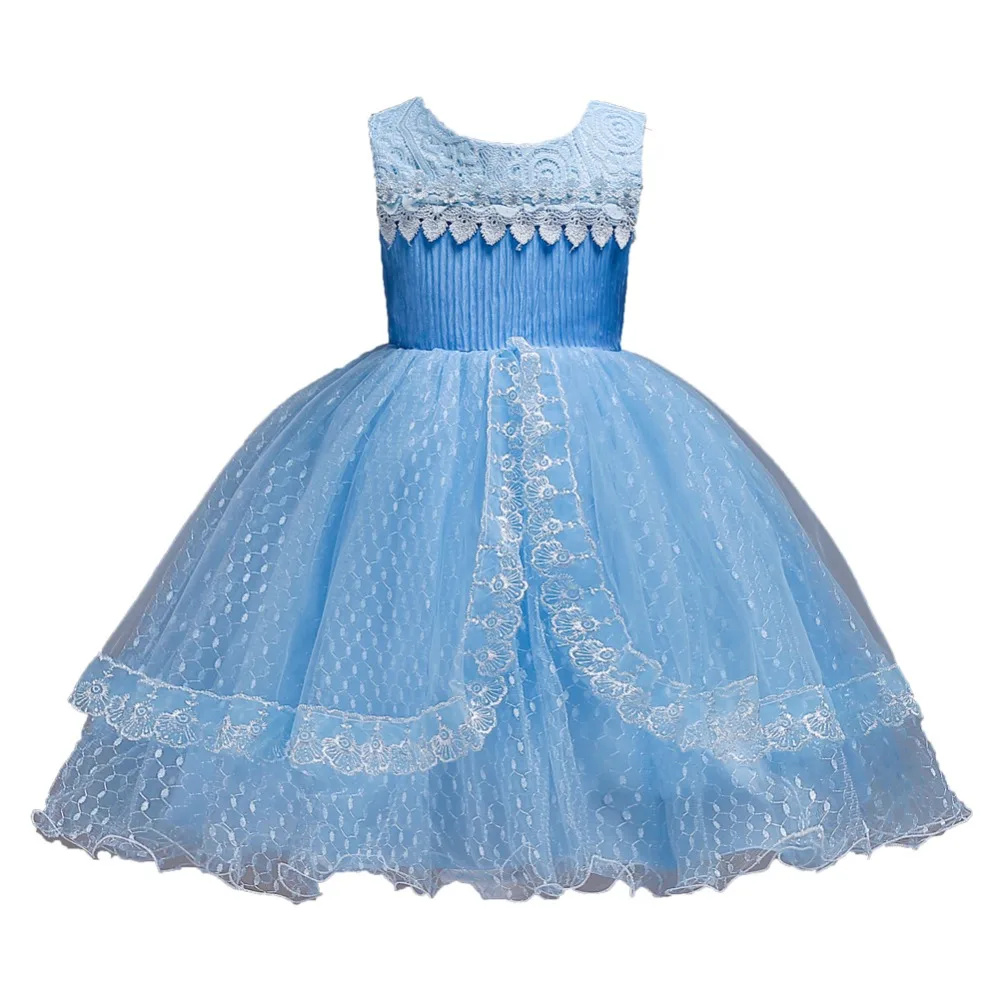 Lace dress flower girl wedding 2018 new elegance baby daughter pearl applique birthday party | Детская одежда и обувь