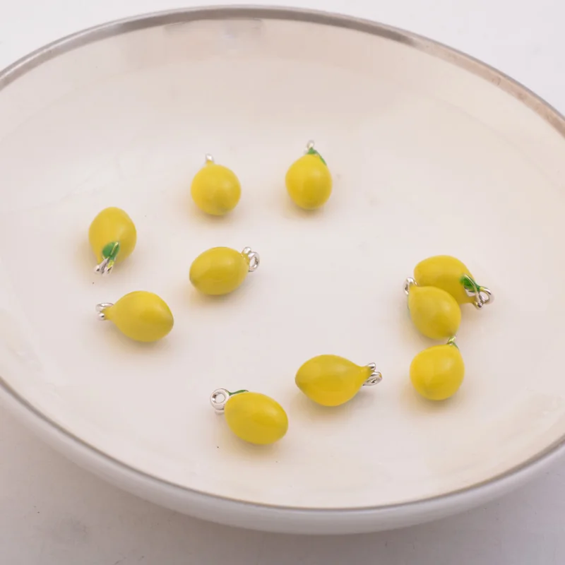 

4 шт. 7*13 мм, Высококачественная эмалированная подвеска «лимон», посеребренные медные Подвески с фруктами, аксессуары для самостоятельного и...