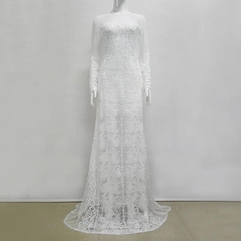 Кружевное платье русалки с длинным рукавом для свадебной вечеринки 2020 простые