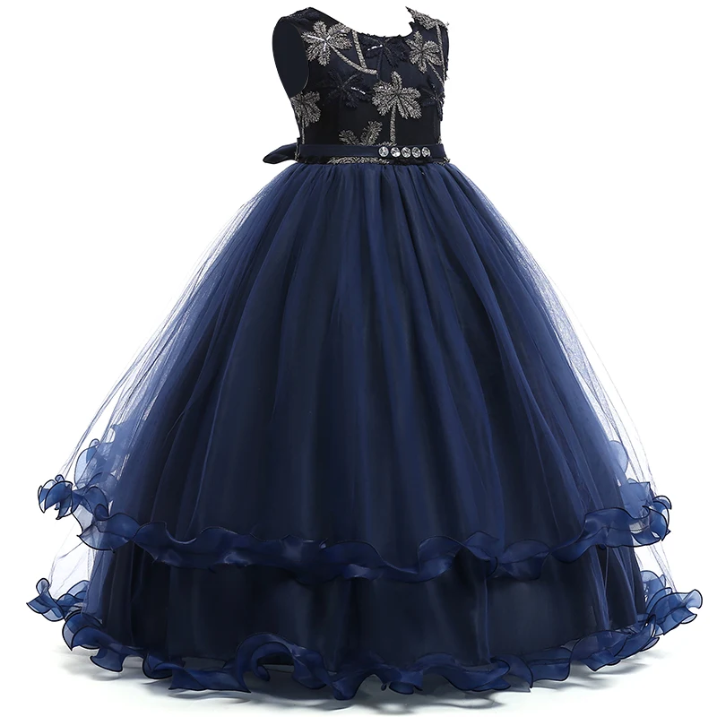 Girl Lace Embroidery Christmas Birthday Party Dress Flower Wedding Gown Formal Kids Dresses Children Princess Clothes | Детская одежда