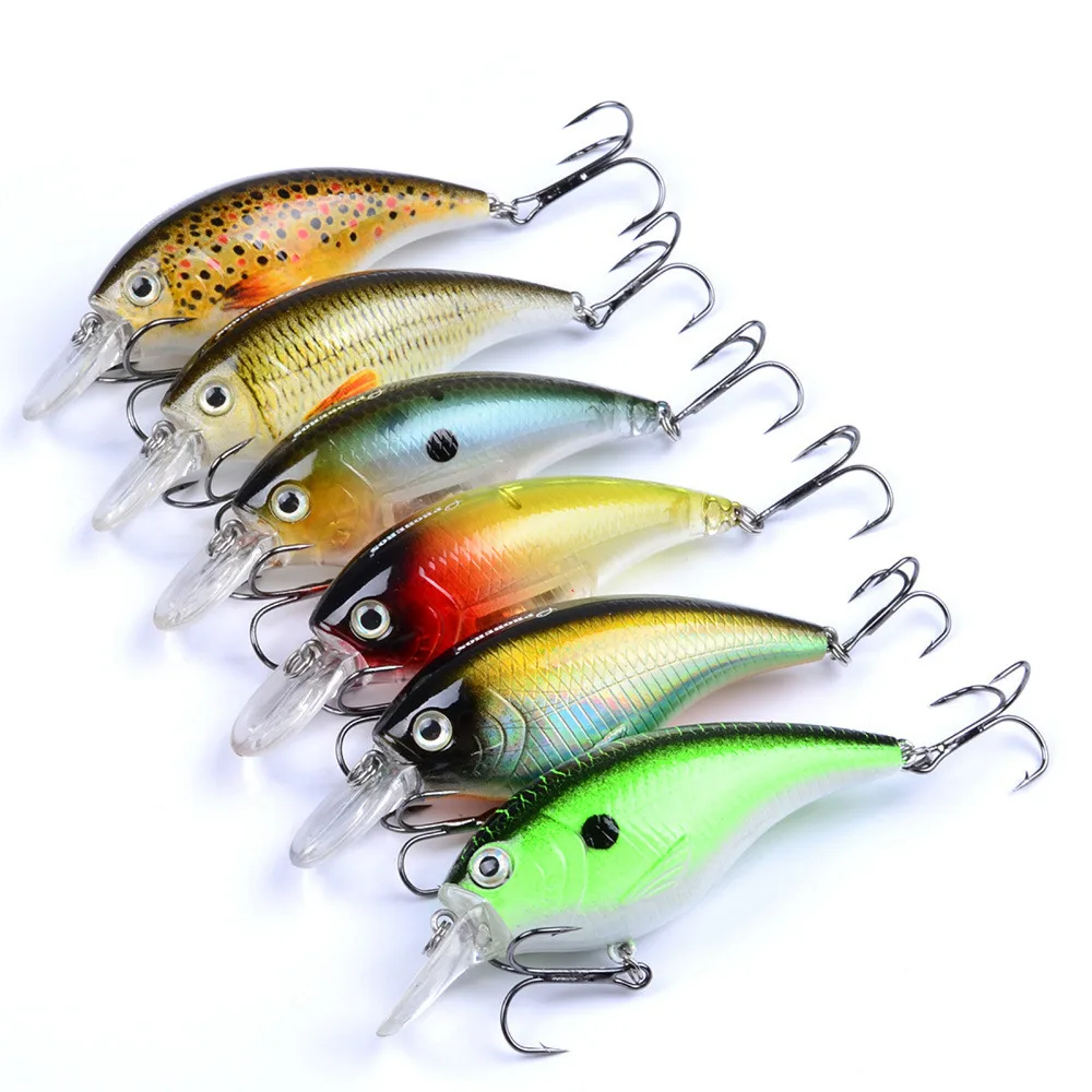 

6PCS Popper Minnow Fishing Crankbait Fish Bass lure hook baits 7m/11g