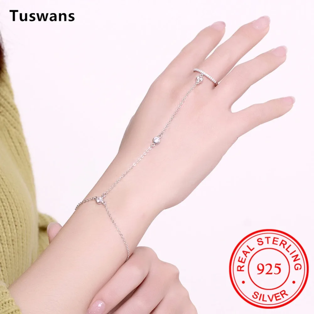 Женский браслет из серебра 925 пробы с фианитами TSSVH044|finger bracelet|bracelet designerdesigner bracelet |