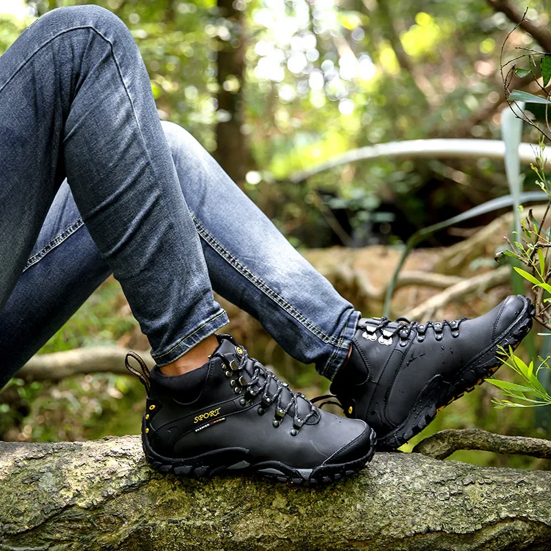 Мужские кроссовки senderismo спортивные водонепроницаемые из натуральной кожи на