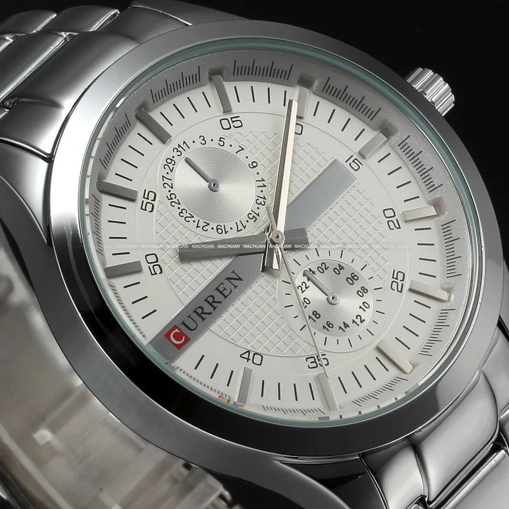 CURREN Мужские деловые часы из стали люксовый бренд спортивные аналоговый дисплей