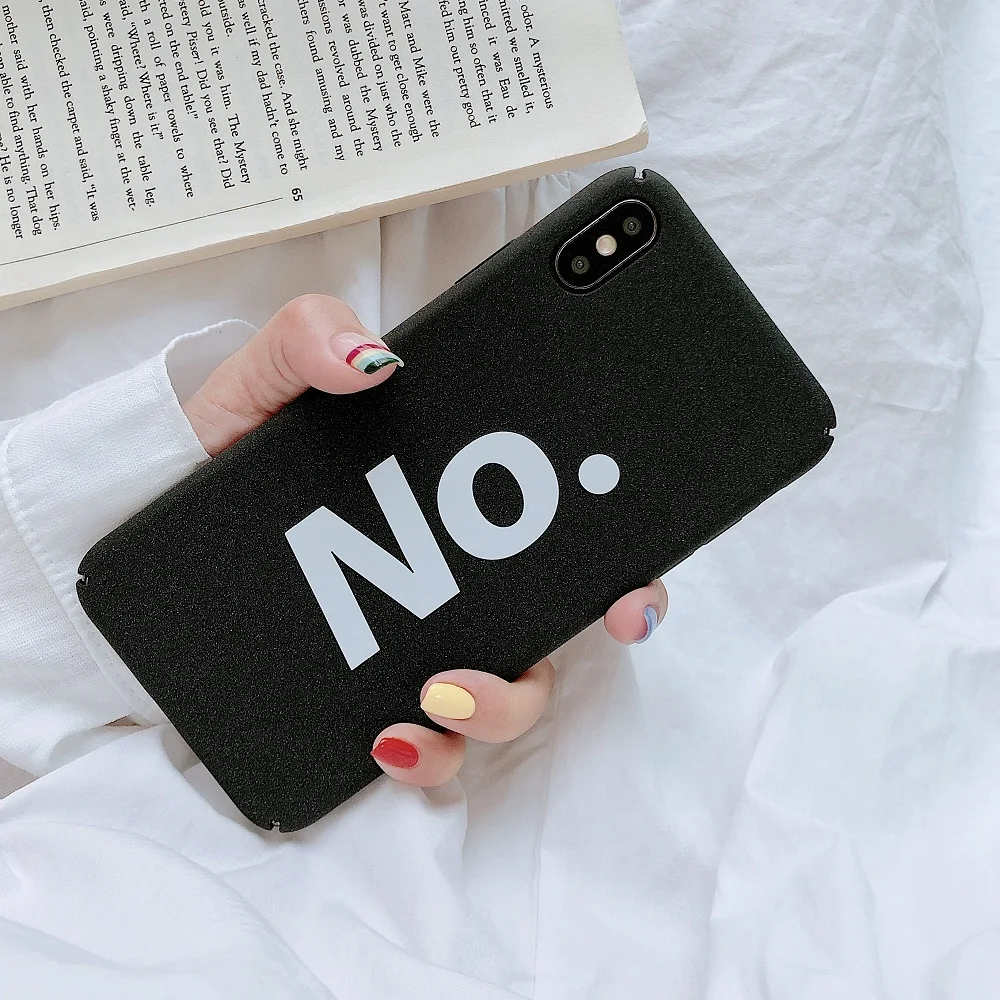 Fashion Orange Black Hard PC phone Case For iphone X 8 6 6s plus Cover 7 Yes No Letter Print Protect Cases Coque |