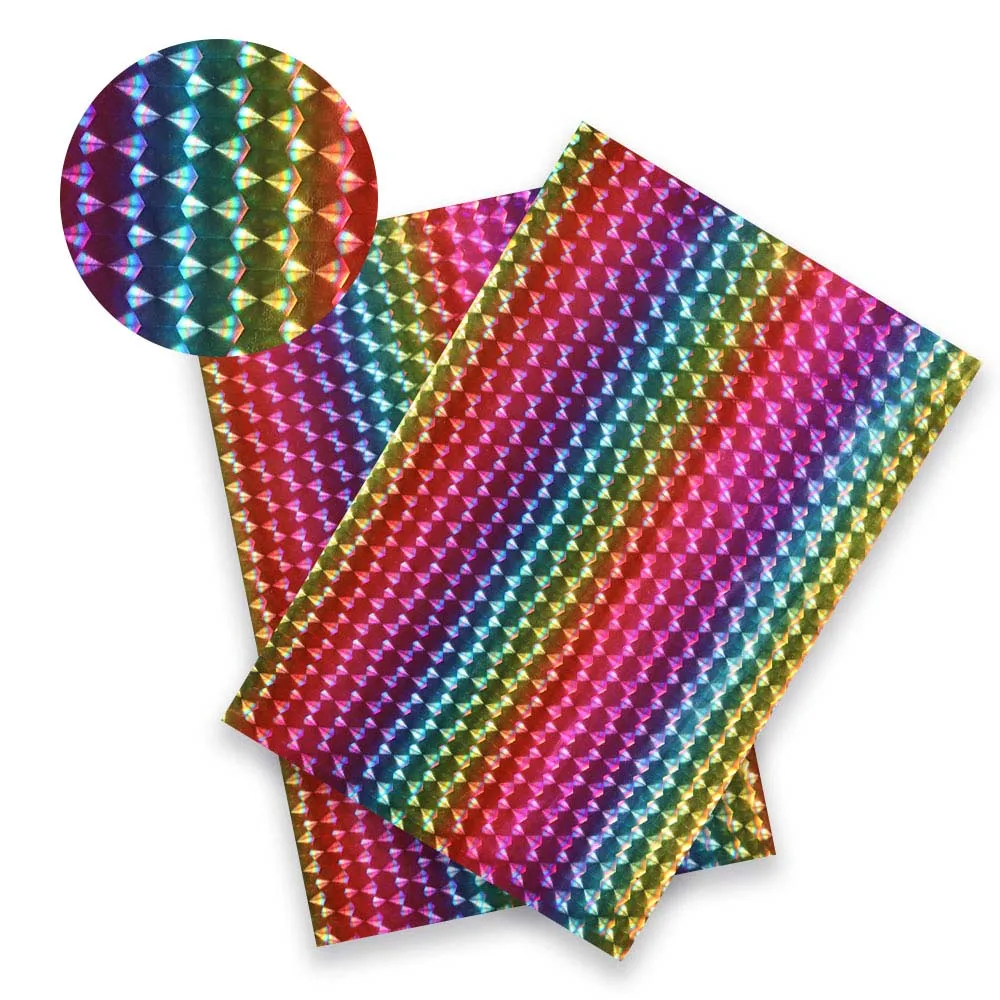 

22cm *30cm Symphony Laser Leather Fabric Geometric Pattern Fabric Magic Color Holographic Material For Home Decoration Materials