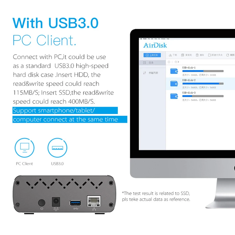 DM Q3C Беспроводной Wi-Fi Портативный корпус жесткого диска USB3.0 SATA для 2 5/3 5 дюймов HDD